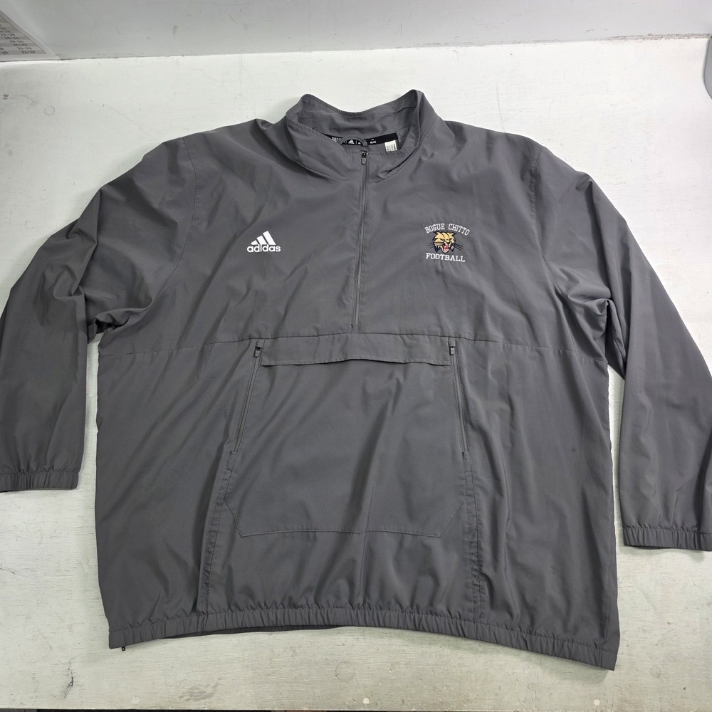 Adidas Bogue Chitto Football Pullover Windbreaker Mens 4XL Gray Half Zip Jacket